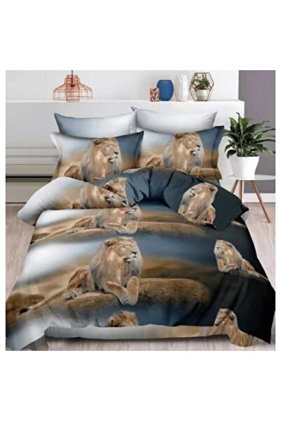 OEM Double Bedding Set, 6 Pieces, Finet, 3D Print, King of the Jungle, 2 People, 240x250cm, Multicolor