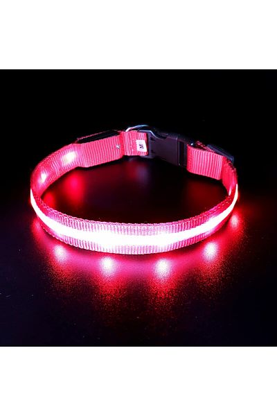 Gomyyard Zgardă pentru câini, LED, nailon, negru/roșu, mărimea XS