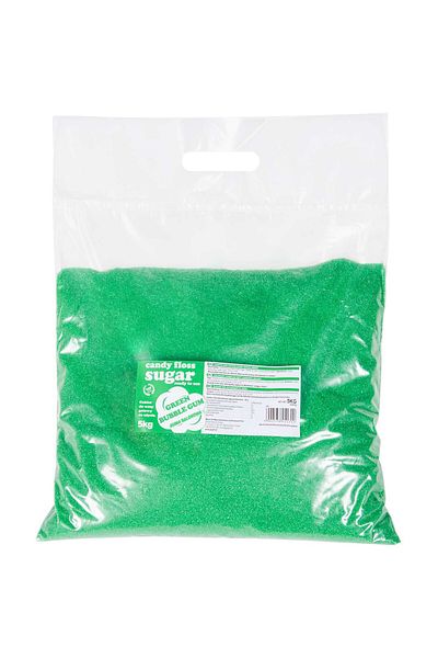 GSG24 Zahăr colorat din vată de zahăr, verde, aromă de gumă de mestecat, 5 kg