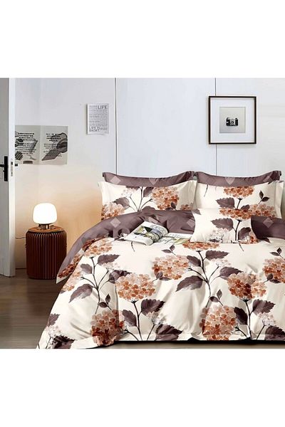 OEM Set de lenjerie de pat, 6 piese, pentru 2 persoane, 220x240 cm, imprimeu floral, multicolor