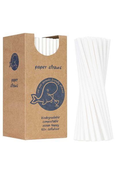GSG24 Słomki papierowe BIO ekologiczne PAPER STRAWS 6/205mm - białe 250szt.
