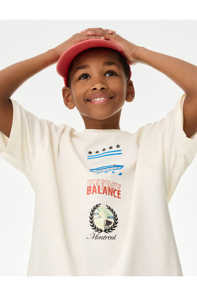 Marks & Spencer Saf Pamuklu Motor Yarışı Grafik Tişört (6-16 Yaş)