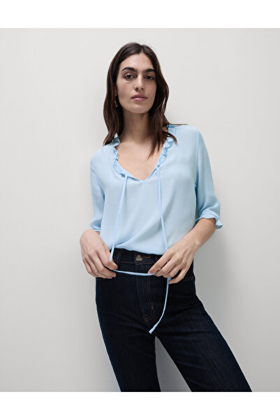 Marks & Spencer V Yaka Fırfır Detaylı Bluz