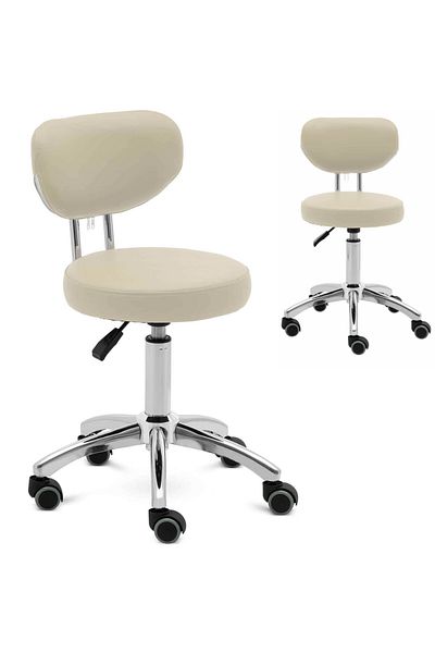 Physa Scaun cosmetic rotativ ASCONA cu spătar pe roți 46-60 cm - bej închis