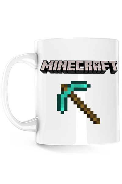 OEM Cana Minecraft Logo Stone Pickaxe Open World Pixels, alba, 330 ml