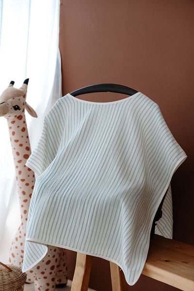 TBA COLLECTION Muslin Breastfeeding and Stroller Cover |   Line Series - Blue