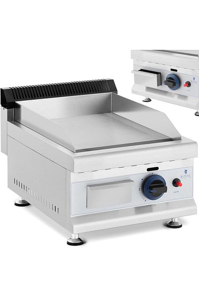 Royal Catering Grill gazowy gładki nastawny na gaz Propan-Butan 0,05 bar 35 x 40 cm 3000 W