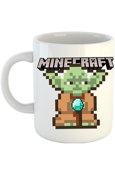OEM Cana Baby Yoda Minecraft Pixel Art Cute, alba, 330 ml