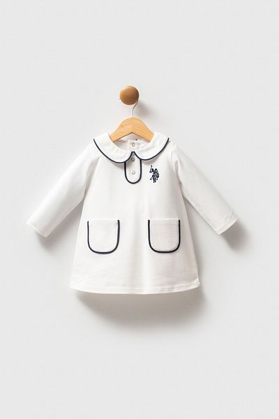 U.S. Polo Assn. Licensed Baby Girl Long Sleeve Pique Dress