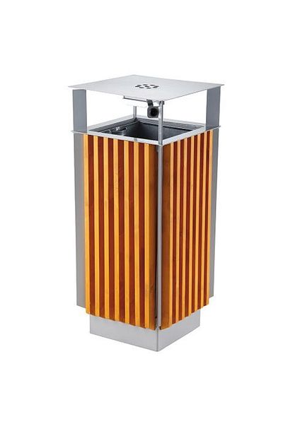 MEVAG Kosz miejski z popielnicą i wyjmowanym wkładem metal + drewno 65L