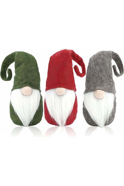 VGOODALL Set of 3 gnomes, textile, green/red/gray, 27 x 8 cm