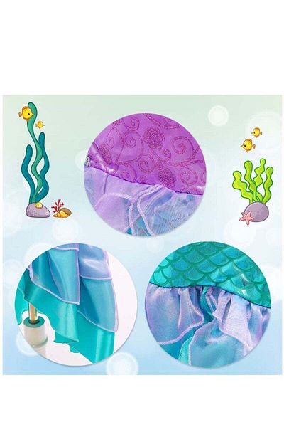 COOYA Mermaid Costume,140cm, Birthday Party Gown Halloween Costume Gift for Girls