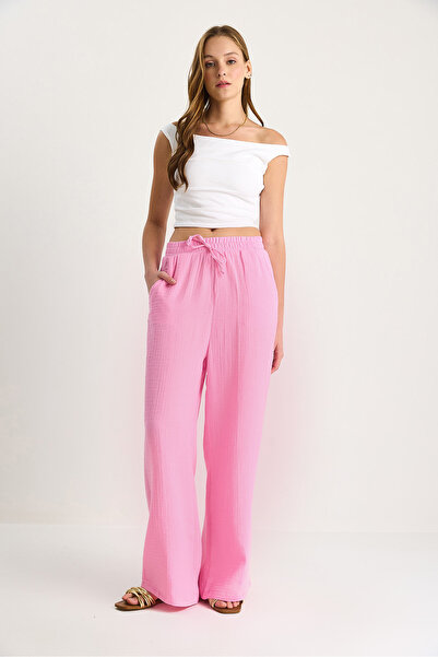 Bianco Lucci Women's Muslin Palazzo Trousers 60282020