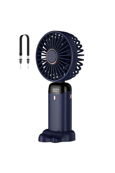 PRESOMA Ventilator portabil reglabil, 5 viteze, ultraportabil, 5000mA, autonomie baterie 11h, ecran LCD, USB, albastru