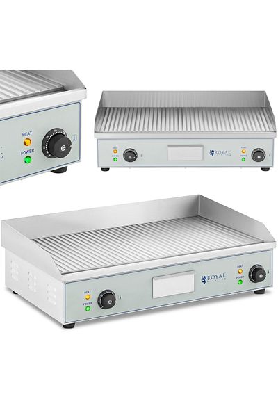 Royal Catering Grill elektryczny płyta grillowa ryflowana podwójna 400 x 730 mm 2 x 2000 W