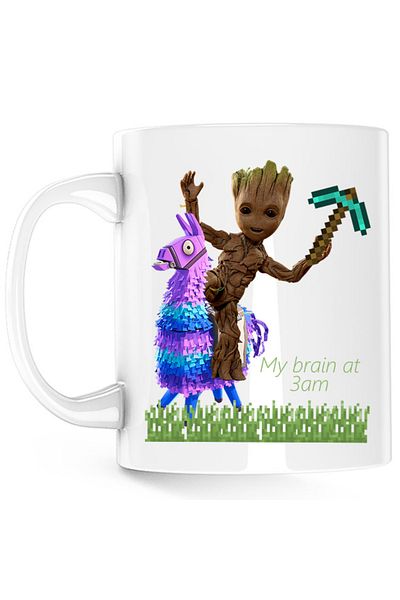 OEM Cana Baby Groot Riding Fortnite Lama Minecraft Pickaxe, alba, 330 ml