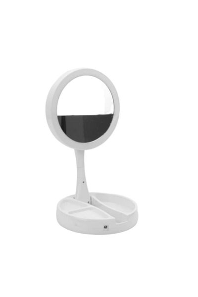 OEM Oglindă pliabilă cu LED, sticlă/PVC, 29x16 cm, albă