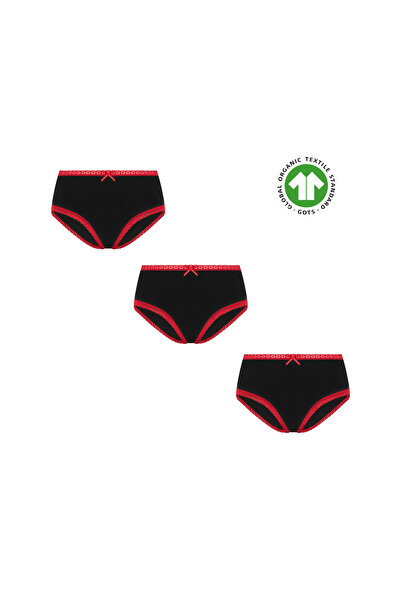 Albero Natur Women's Organic Cotton Lace Detailed Hipster – Black (Gots Certi...