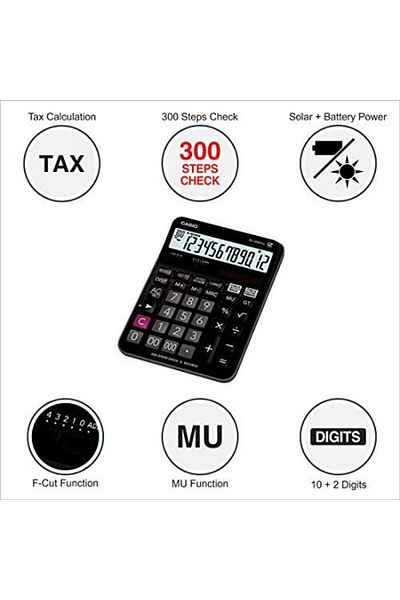 Casio DJ-120D Plus 300 Steps Check and Correct Desktop Calculator with Bigger Screen/Keys (12 Digit)