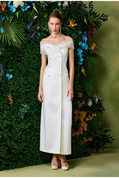 sleen exclusive SLEEN TÜL YAKA DETAYLI TASARIM ELBİSE