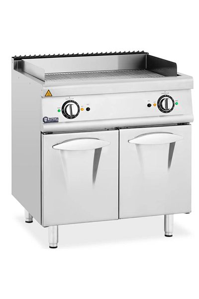 Royal Catering Grill płyta grillowa elektryczna podwójna ryflowana z szafką wolnostojąca 10.8 kW 400 V