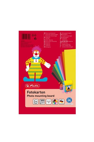 Herlitz Colored Cardstock, Set of 10, Color Assorted, Material Paper, 300 g/sm, Size 22–32 cm