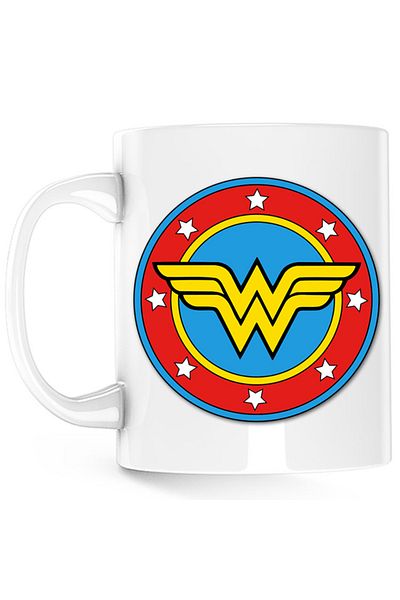 OEM Cana Wonder Woman Logo Symbol Stars Flag Round Marvel DC, alba, 330 ml