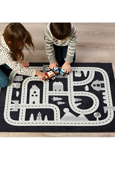 IKEA Markkrypare çocuk halısı, koyu gri(siyah) 74x100cm kaydırmaz taban