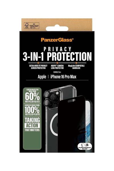PanzerGlass PanzeGlass 3 in 1 Protection Kit Ultra Wide Fit Privacy Screen Protector + Magsafe Back Cover + Came