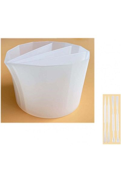 INSHINE Measuring cup set with 4 mixing sticks for DIY projects In Shine, white, silicone, 220 ml