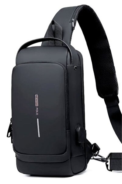 AVCA Unisex Siyah USB Çıkışlı Anti Hırsız Kilitli Suya Dayanıklı Çapraz Göğüs...