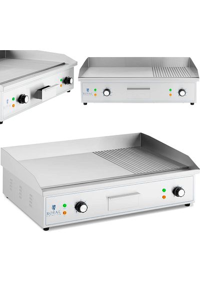 Royal Catering Grill elektryczny płyta grillowa gładka ryflowana 727 x 420 mm 4400 W