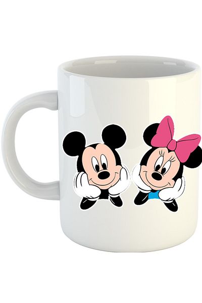 OEM Cana Mickey Mouse Minnie Couple Love Cute, alba, 330 ml