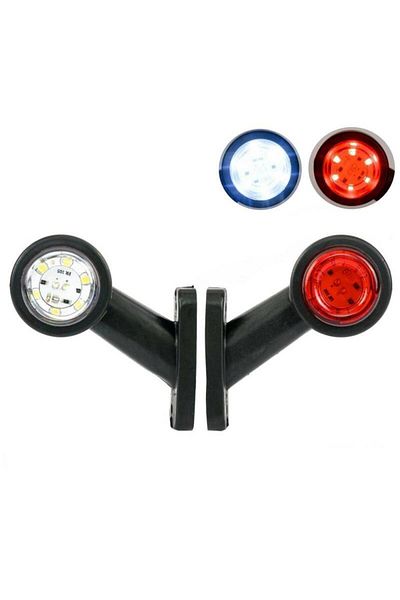 BGRJ Automotive Side marker lights NR8 oblique, oversize white red LED, 12-24V, set of 2 pcs
