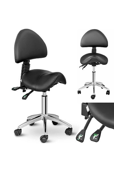 Physa Scaun cosmetic BERLIN cu spătar rotativ reglabil - negru