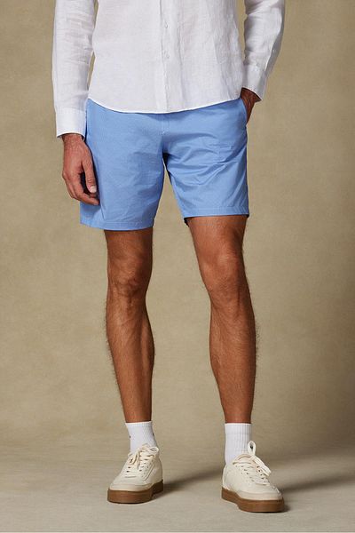 Abbate Sky Poplin Cotton Comfort Fit Dark Blue Men's Striped Shorts