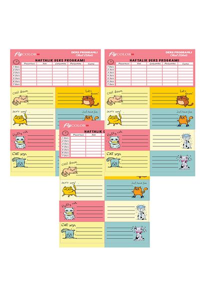 FLY COLOR Cat Lesson Programmed School Label 3 Pages