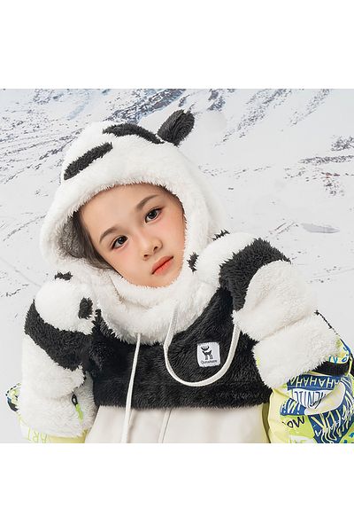 Qunature Rękawiczki narciarskie Panda dla dzieci i dorosłych rozmiar S - czarne/białe