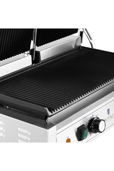 Royal Catering Grill kontaktowy podwójny dwustronny ryflowany 3600 W