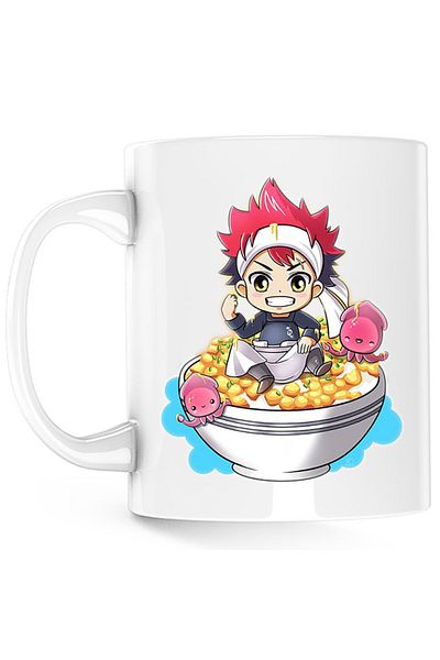 OEM Cana Food Wars Chibi Souma Rice Bow Anime Kage, alba, 330 ml