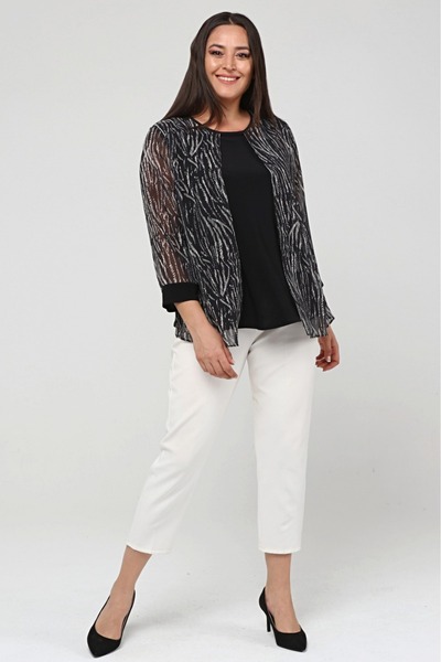 Javelin Collection Front Robes and Sleeves Mixed Striped Chiffon Printed Bluz