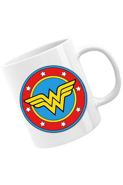 OEM Cana Wonder Woman Logo Symbol Stars Flag Round Marvel DC, alba, 330 ml