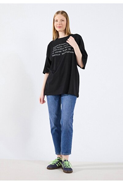 Pink Sky Unisex βαμβακερό λευκό μαύρο μπλουζάκι με στάμπα "Pink Butterfly" με λαιμόκοψη