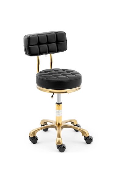Physa Scaun cosmetic cu spătar pe roți până la 150 kg GELA negru și auriu