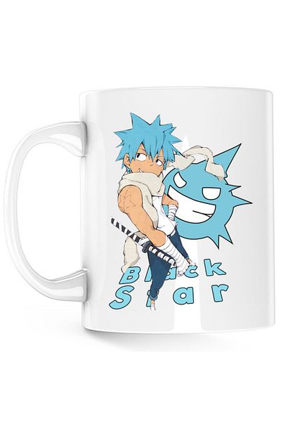 OEM Soul Eater Black Star Spirit Anime Manga Drawing Cup, white, 330 ml