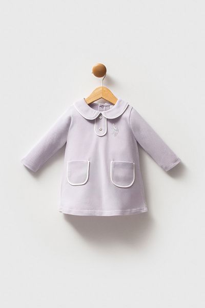 U.S. Polo Assn. Licensed Baby Girl Long Sleeve Pique Dress