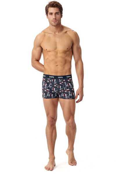 U.S. Polo Assn. U.S. Polo Assn. Men's 3 Pack Boxer Set - Grey Burgundy and Printed Cotton Underwear