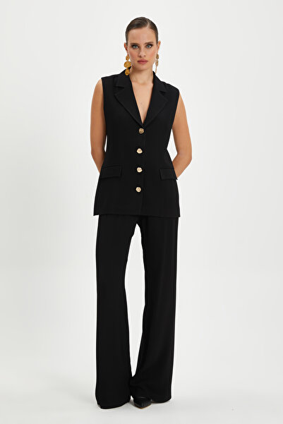 SERPİL Kadın Düğme Detaylı Modern Yelek - Cep Tasarımlı, Rahat ve Şık Tasarım