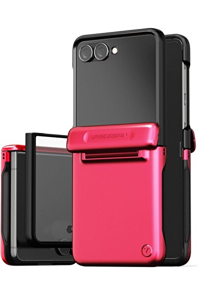 VRS Design جراب Terra Guard Modern لهاتف Samsung Galaxy Z Flip 7 مزود بواقي شاشة مدمج - وردي فاقع