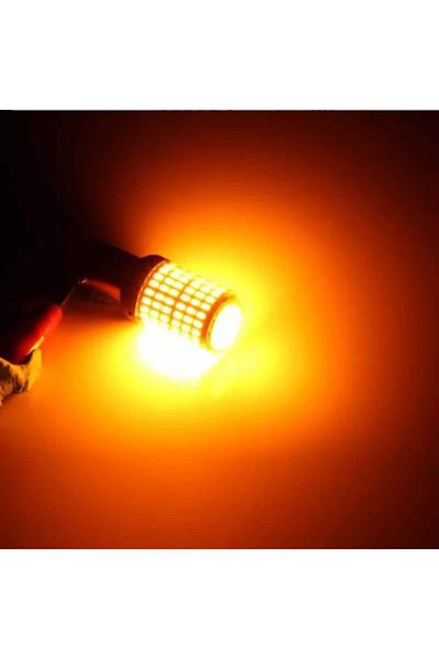 BGRJ Automotive Set of 2 LED bulbs PY21W yellow light BG144, 3000k, BAU15S